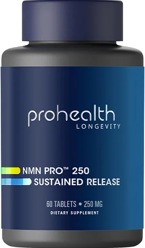 ProHealth NMN Pro 250 Liberación sostenida (60 tabletas) 250 mg Uthever NMN. NAD+ Precursor para energía celular, apoyo mitocondrial y