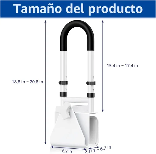 Miniatura 8 de Songsoso Barandilla de seguridad ajustable para bañera: mango de barra de ducha para personas mayores, ancianos, discapacitados, se adapta a paredes