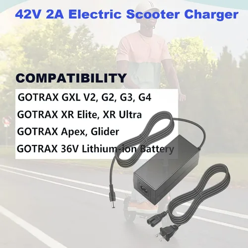 Miniatura 4 de Cargador eléctrico de scooter de 42V 2A para GOTRAX GXL V2, G4, G3, G2, XR Elite, XR Ultra, Apex, cable de alimentación del cargador deslizante