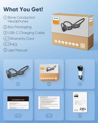 Miniatura 8 de Auriculares de conducción ósea de oído abierto, IP66 impermeable, auriculares con transductor integrado para correr con modo dual, luz de seguridad