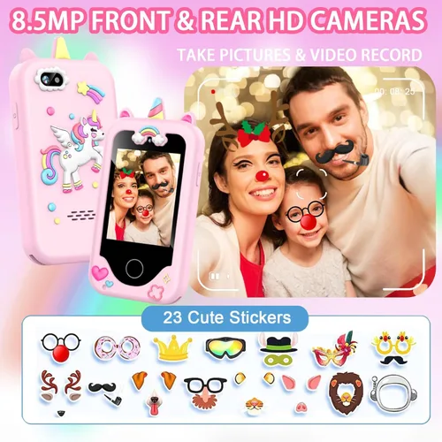 Miniatura 4 de Nikuku Teléfono para niños para niñas, teléfono inteligente para niños pequeños, regalo de cumpleaños de Navidad de 3, 4, 5, 6, 7, 8, 9, para niños