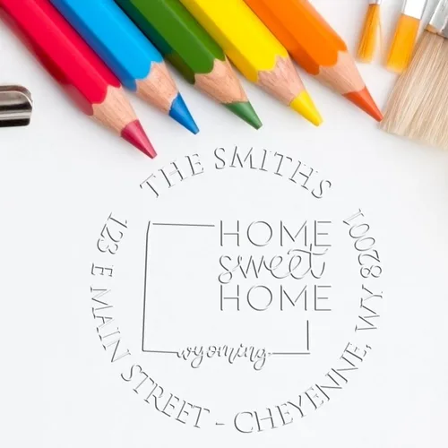 Miniatura 230 de Sello en relieve de dirección personalizado para nuevos propietarios de viviendas, sello redondo de 1-5/8 para dirección de casa, estampado