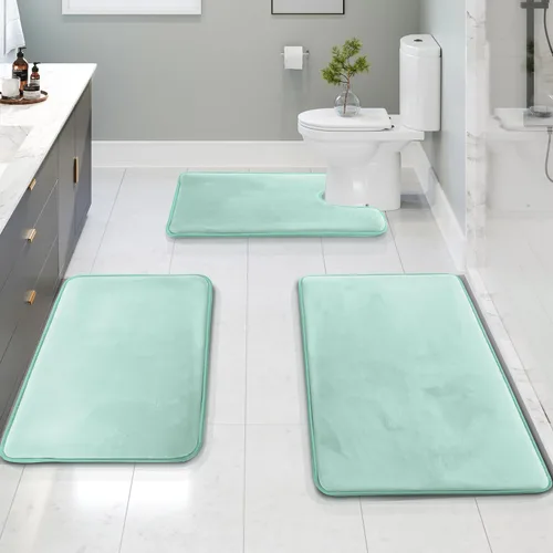 Clara Clark tapete para baño, regadera o tina, de gomaespuma, negro, antiderrapante Azul claro