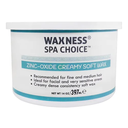 Waxness Spa Choice Cera cremosa suave de óxido de zinc 14 oz / 13.4 fl oz
