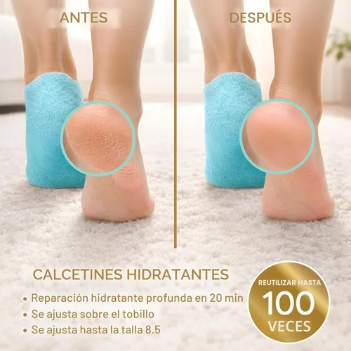 Miniatura 2 de Calcetines hidratantes (hasta la talla 8.5) – Regalos para mujeres y su esposa – Infundidos con vitamina E y aceite de JoJoba – Calcetines de gel