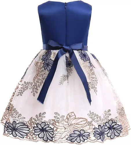 Miniatura 2 de NSSMWTTC 2-9T Vestido de bordado de boda para niñas de flores, vestido de Navidad con collar