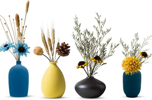 Miniatura 8 de Jarrón decorativo pequeño de cerámica, juego de 4 jarrones de flores