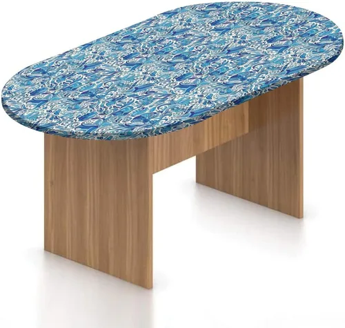 Miniatura 26 de XISUNYA Mantel ajustable ovalado de poliéster con bordes elásticos florales, ramas de pétalos de primavera, estampado de botánica japonesa, se Gris