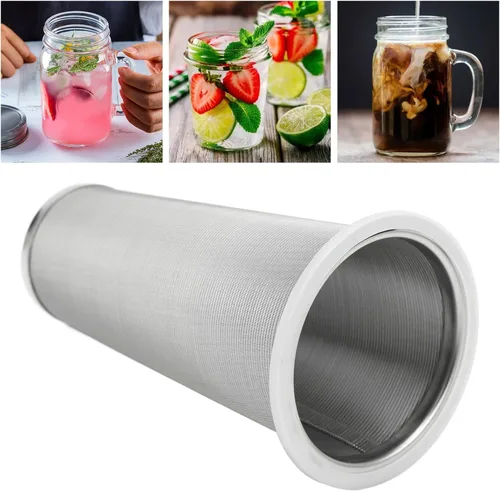 Miniatura 4 de Filtro de acero inoxidable 304, filtro de café frío con círculo de goma blanca, infusor de café para bebidas de frutas, filtro de acero inoxidable e