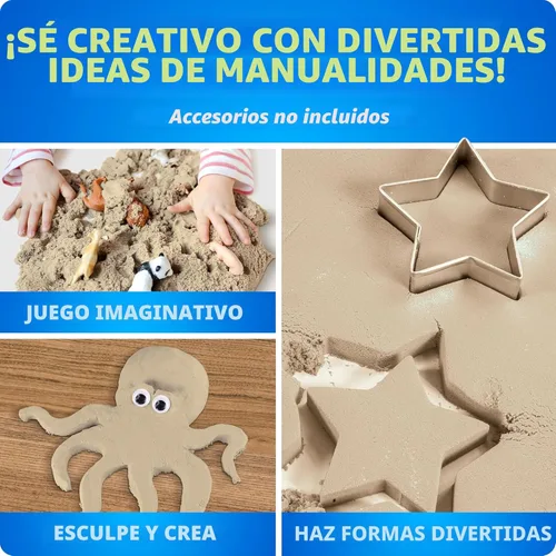 Miniatura 6 de National Geographic Moon Sand - 24 libras de arena de juego con moldes de castillo (natural) - Una actividad sensorial divertida y sin ensuciar