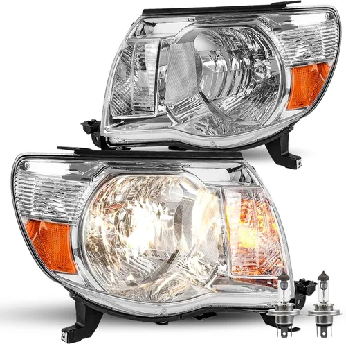 Miniatura 15 de JSBOYAT Conjunto de faros delanteros de recambio para camioneta Toyota Tacoma 2005-2011, bombillas incluidas (carcasa negra con reflector ámbar)