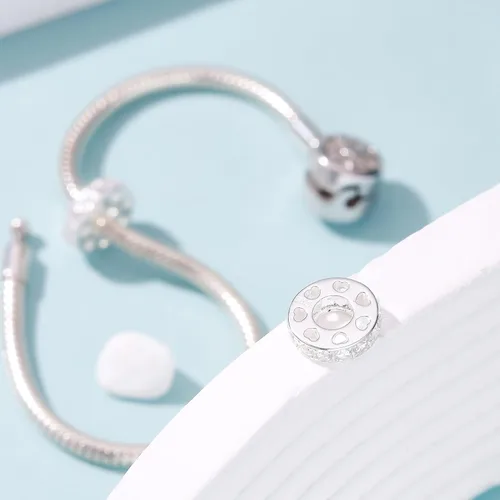 Miniatura 49 de 925 plata esterlina espaciador encanto grano con CZ transparente para pulseras Pandora Charms