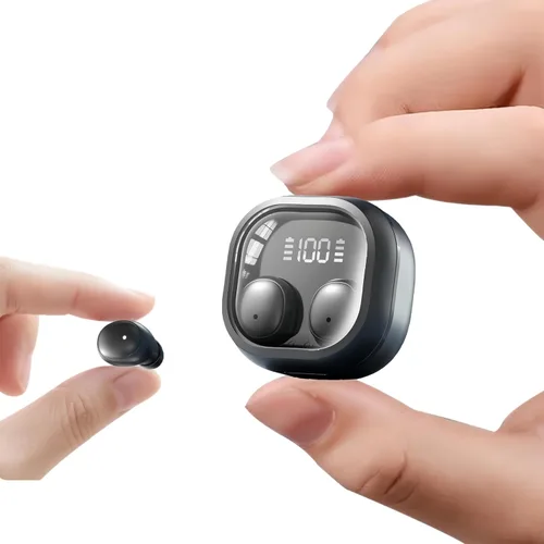 HJX M125 - Mini auriculares invisibles para dormir de lado, auriculares intraurales ultraligeros, tiempo de reproducción de 50 horas con funda de