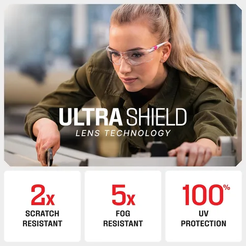 Miniatura 3 de NoCry Gafas de seguridad transparentes para hombres y mujeres; gafas ligeras con marcos ajustables y agarres antideslizantes y funda de gafas