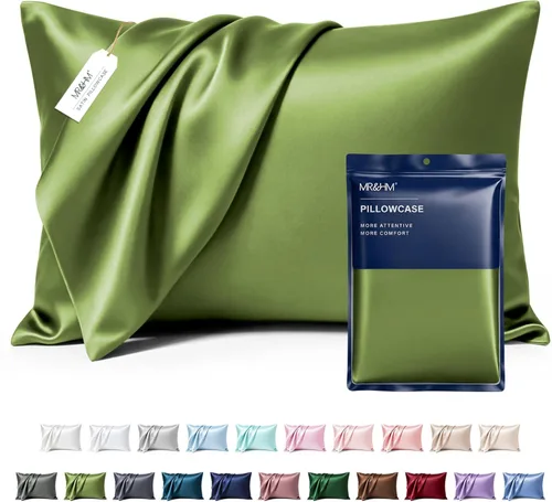 Miniatura 24 de MR&HM - Funda de almohada de satén 16- verde floral