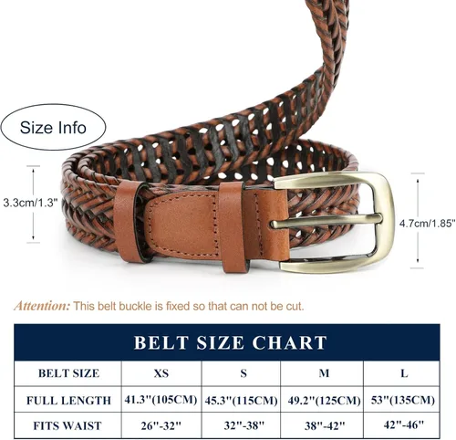 Miniatura 5 de Cinturón de cuero trenzado para hombre, jeans casuales, golf, hebilla de aleación tejida de cuero para hombre, cinturones trenzados a mano, regalo