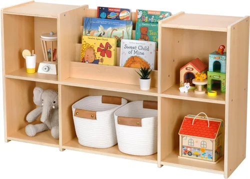 Miniatura 5 de OOOK Estantería Montessori y Organizador de Almacenamiento para Juguetes, Estantería Horizontal de 2 Niveles, Gabinete de Almacenamiento