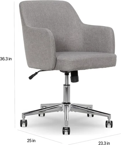 Miniatura 3 de Amazon Basics Silla de oficina moderna para el hogar con ruedas de rodamiento suave, altura ajustable, giro de 360 grados, gris claro
