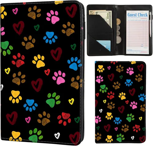 Miniatura 13 de Libretas para camarera de AIRMORS, con bolsillo con cremallera, libreta de cuero para camarera, cartera organizadora de dinero para camarero