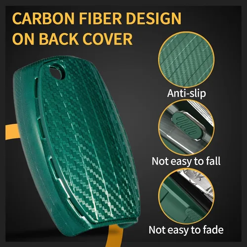 Miniatura 3 de Funda para llavero de TPU compatible con Mercedes Benz A B C CLA CLS E G GL GLA GLC GLE GLK GLS SL SLC SLK SLK SLS AMG Viano Textura de fibra