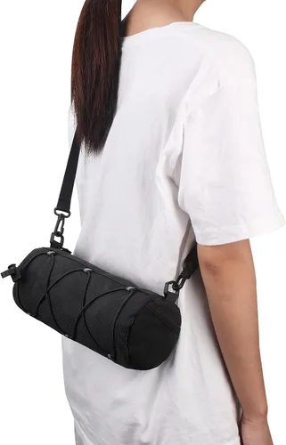 Miniatura 7 de KOSIBATE Bolsa para manillar de bicicleta con correa para el hombro, bicicletas de carretera de montaña, bolsa frontal de almacenamiento (negro)