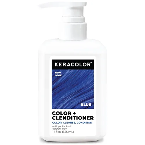 Keracolor Color + Clenditioner 3-in-1 Color-Depositing Conditioner, Gently Cleanses & Conditions, Semi-Permanent Hair Color, 23 Shades, 12 Fl Oz Azul