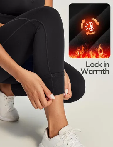 Miniatura 3 de Ewedoos - Leggings con forro de vellón y bolsillos para mujer, leggings térmicos de invierno para mujeres, pantalones de yoga y entrenamiento