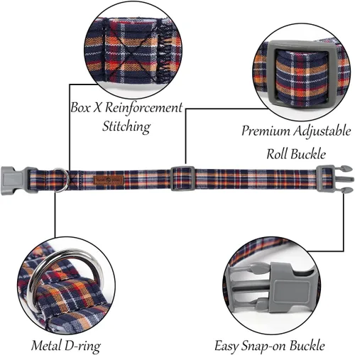 Miniatura 4 de Lionet Paws Collar para perro y gato con corbata de moño, hebilla de plástico ajustable, collar de cuadrícula para perros pequeños, medianos