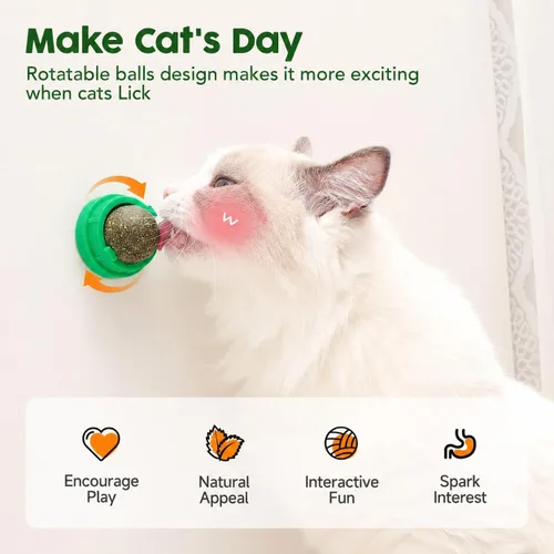 Miniatura 3 de Potaroma Pelotas de juguetes de hierba gatera, 4 unidades, bola energética extra para gatos, juguetes comestibles de vid plateada para gatos lamen