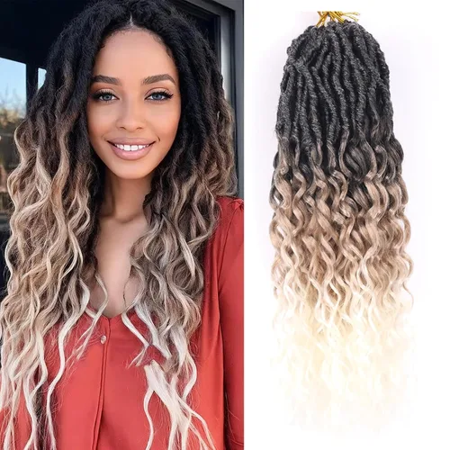 Miniatura 15 de Cabello de ganchillo para mujeres negras Goddess Locs de 14 pulgadas 8 paquetes 613 Locs falsos suaves preenganchados trenzas de ganchillo cabello