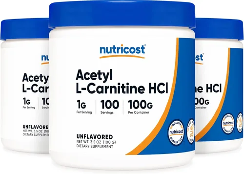 Miniatura 6 de Nutricost Acetil L-carnitina HCI (ALCAR) 3.53 oz por envase - 0.04 oz por porción - Sin OMG, sin gluten, sin sabor