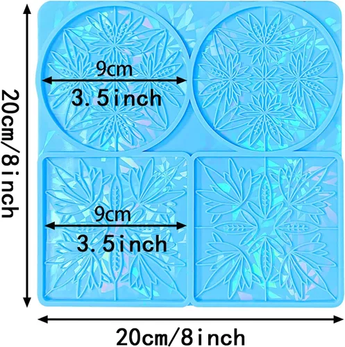Miniatura 4 de Posavasos de silicona, molde de silicona de resina láser holográfica, molde de silicona de flores, resina epoxi cuadrada y redonda