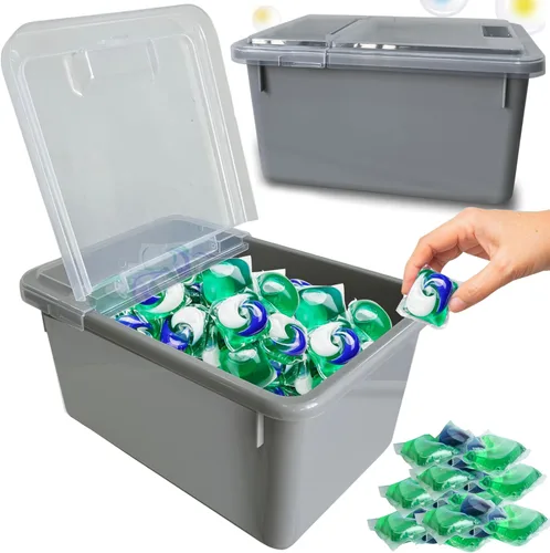 Miniatura 9 de Skywin TidyFriend - Contenedor de cápsulas de lavandería con tapa push-up, 11.4 x 11 x 5.9 pulgadas, almacenamiento hermético mantiene las cápsulas