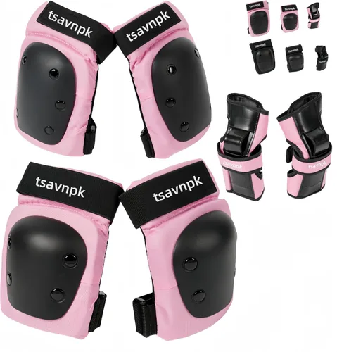 Knee and Elbow Pads Set for Women & Teens – Pink Skateboarding Protective Gear with Wrist Guards, Adjustable Skate Pads for Roller Skating, Inline