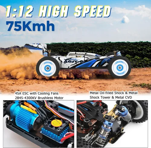 Miniatura 2 de CKYSCHN WLtoys 124017(V2) Coche RC Rápido, 1/12 Coches RC Sin Escobillas, Coches RC Hobby Todoterreno 4x4 a 75km/h para Adultos, Coche RC de Control