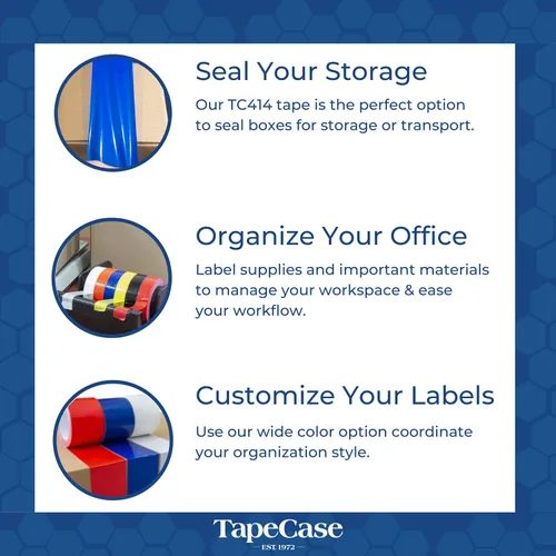 Miniatura 2 de TapeCase TC414 0.375" X 72YD Azul Claro - UPVC, Cinta de sellado de bolsas azul claro, 3/8" de ancho, 72 yardas de longitud, azul claro (1 rollo)