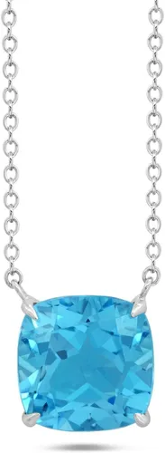 Nicole Miller Collar de piedra natal de 3 quilates de corte cojín para mujer, collares con colgante de plata de ley 925, cadena ajustable de 18