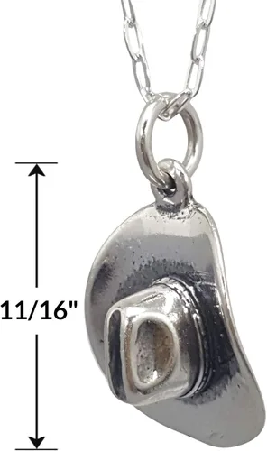 Miniatura 2 de Collar de plata de ley con dije 3D de vaquero vaquera y sombrero occidental, 18 pulgadas