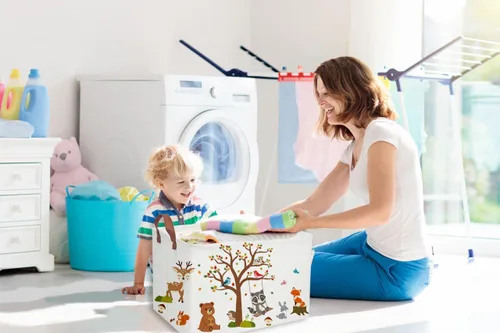Miniatura 4 de Essme Cestas Rectangulares para Niños Cestas para Niños, Contenedores de Almacenamiento de Animales con Asas para Decoración de Habitación de Niños