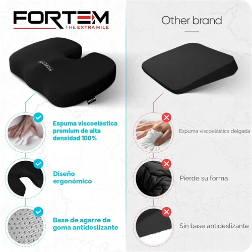 Miniatura 8 de FORTEM Cojín de asiento, cojín para silla de oficina, espuma viscoelástica para silla de escritorio, ciática, coxis, alivio del dolor de coxis