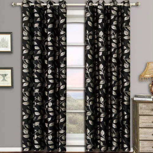Miniatura 5 de Royal Hotel Bedding Charlotte - Paneles de cortina jacquard con ojales color moca, 2 paneles, 52 x 63 pulgadas cada uno