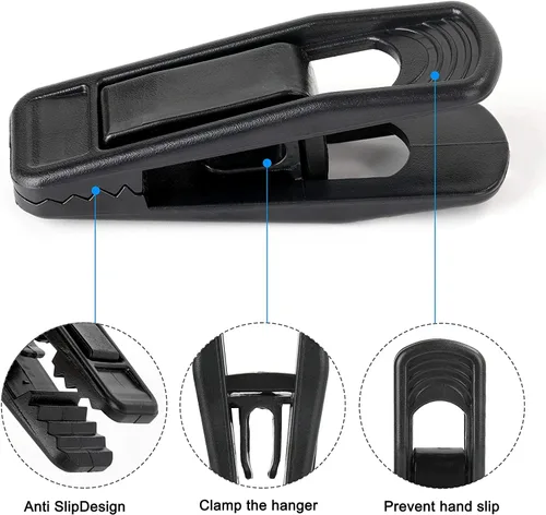 Miniatura 2 de Tinfol Clips de plástico negro, paquete de 20 clips para dedos, clip de agarre fuerte multiusos para perchas de ropa de línea delgada