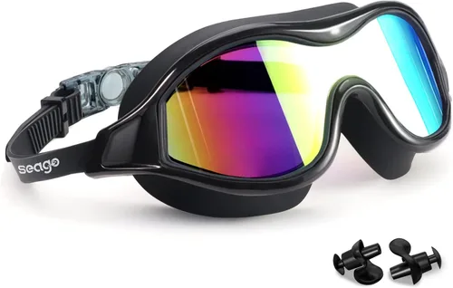Miniatura 10 de Seago Gafas de natación sin fugas, antivaho para piscina, para adultos, hombres, mujeres, jóvenes, protección UV, visión clara de 180°