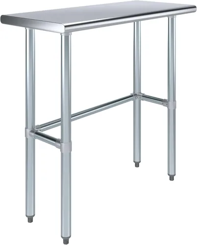 Miniatura 25 de Mesa de trabajo de acero inoxidable de base abierta de 14 pulgadas x 48 pulgadas Residencial y comercial Preparación de alimentos Estación