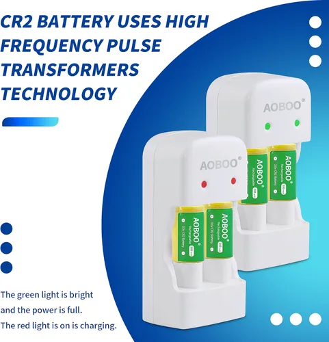 Miniatura 6 de 2 unids CR15H270 3V CR2 300Mah batería recargable con cargador USB, para cámara fotográfica freno de disco
