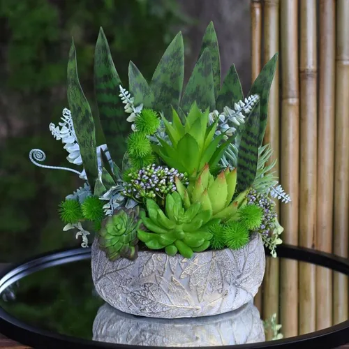 Miniatura 5 de summer flower Juego de 10 plantas de serpiente falsas de 15 pulgadas, pequeñas hojas artificiales de Sansevieria, tallos de plantas de serpiente
