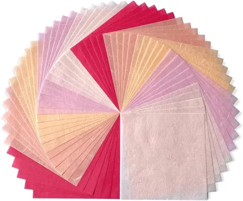 Miniatura 13 de 50 hojas de papel de fibra natural de morera de 6 x 6 pulgadas, papel cuadrado para origami, papel para manualidades, papel para plegado, papel