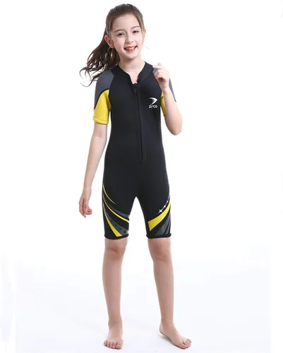 ZCCO Traje de neopreno corto de neopreno de 0.098 pulgadas de una pieza para niños y niñas, ideal para nadar, surfear y bucear deportes acuáticos