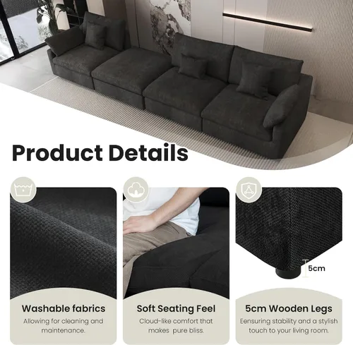 Miniatura 6 de WJShome Sofá Seccional Cloud Couch de 83 pulgadas para sala de estar, sofá seccional modular relleno de plumón, sofás en forma de L con otomana