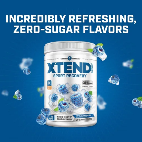 Miniatura 5 de XTEND Sport BCAA Powder Blue Raspberry Ice - Polvo de electrolitos para recuperación e hidratación con aminoácidos - 30 porciones
